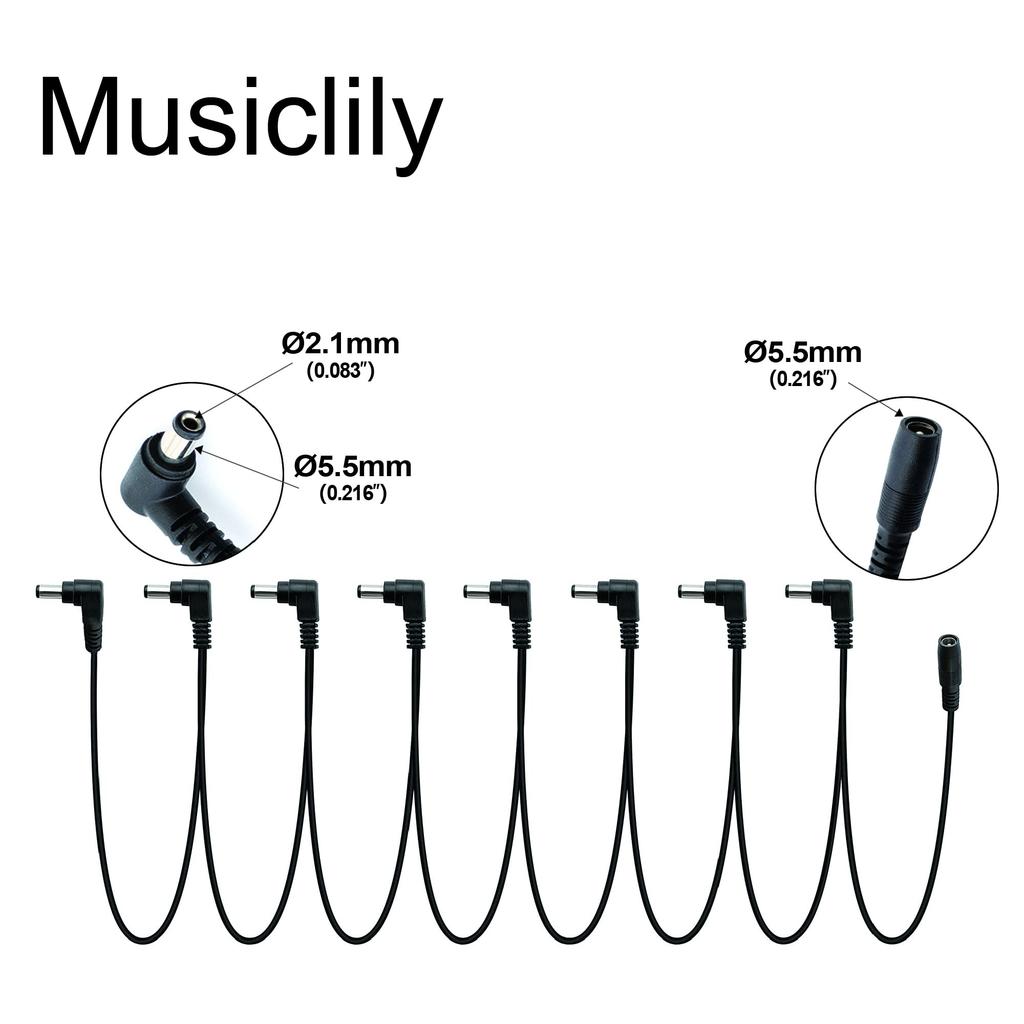 Musiclily Pro DC 9V Power Distribution Cable 8 Branches for Electric Guitar Effector Pedal