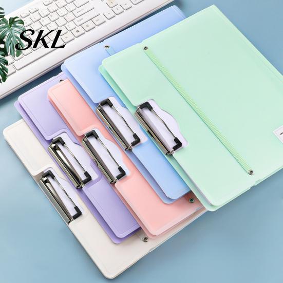 Wear-resistant File Holder Folder for A3 Size Paper, Document Organizer with Metal Plastic Clip, Solid Color Clipboard Home School Office Supplies
