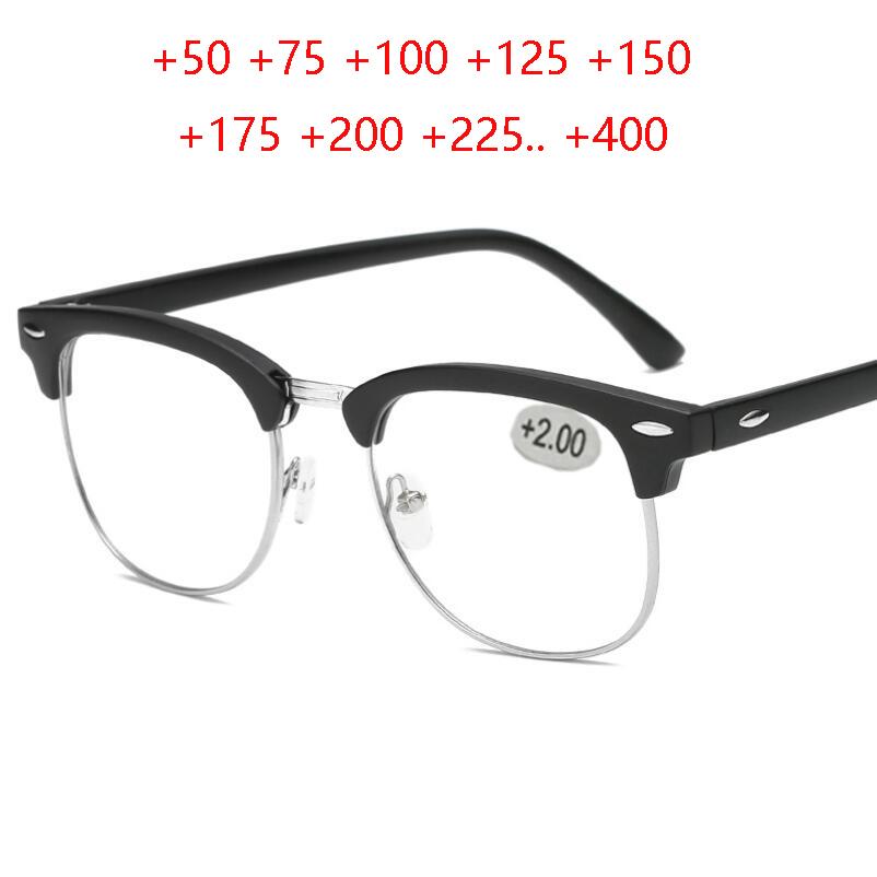 Metal Half Frame Reading Glasses Presbyopic Eyewear Male Female Far sight Glasses with strength +0.5 +0.75 +1.0 +1.25 To +4.0