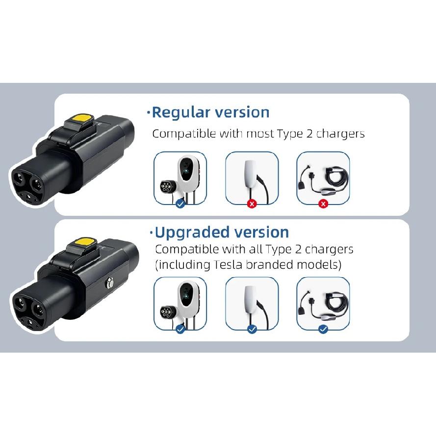 EVqiaoyi Type 2 to NACS EV Adapter 32A 7kW Converter Use Type 2 Chargers to Charge Tesla Vehicles for Tesla Model 3/Y/S/X
