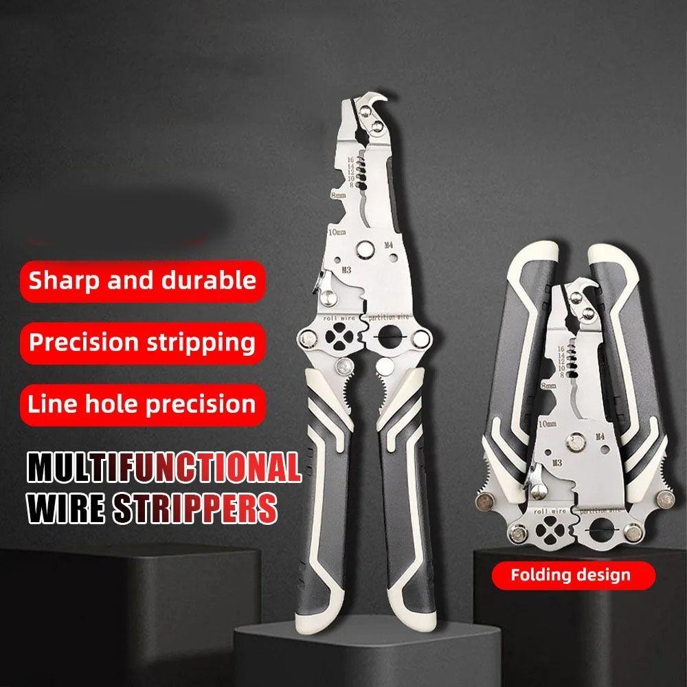 Эффективный инструмент для обжима проводов Износостойкий инструмент для зачистки кабеля Складные клещи для зачистки проводов Электрик