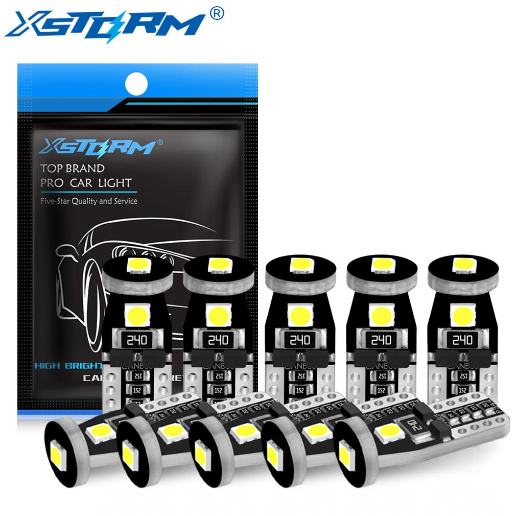 10Pcs T10 Led Canbus W5W Led Bulbs 168 194 Car Interior Lights Signal Lamp Dome Reading License Plate Light Auto 12V 6000K White Bulbs 7