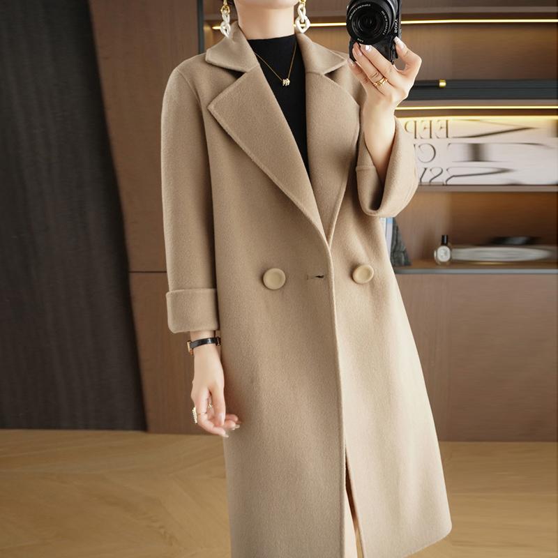 Женское пальто из 100% шерсти TIDENOVEL Осеннее шерстяное длинное пальто Ручной работы Пальто-бушлат Зимняя теплая шерстяная длинная куртка Пальто