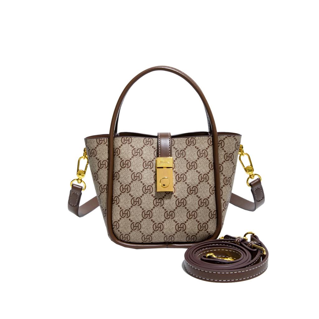 Trend handbag women's 2025 new fashion light luxury shoulder bag retro printing niche texture messenger bag