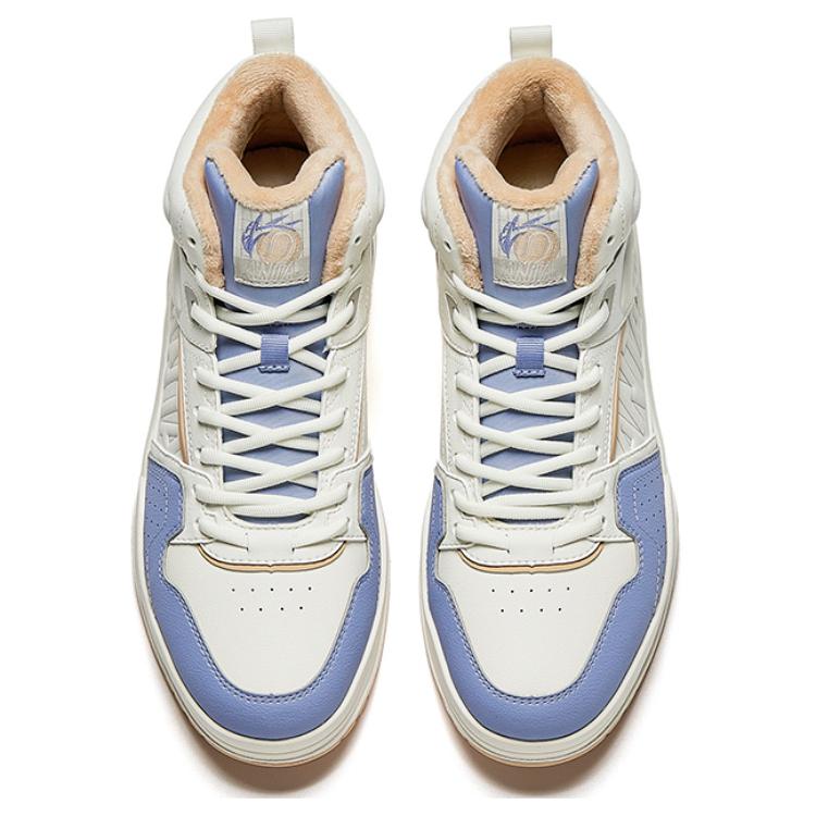 Anta Full Score удобные универсальные нескользящие теплые высокие скейт-кеды женские скейт-кеды белые синие 122448972-1