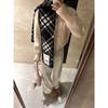 Sweet and gentle knitted splicing design sense stand-up collar cotton clothes women's winter new slim short cotton-padded coat
