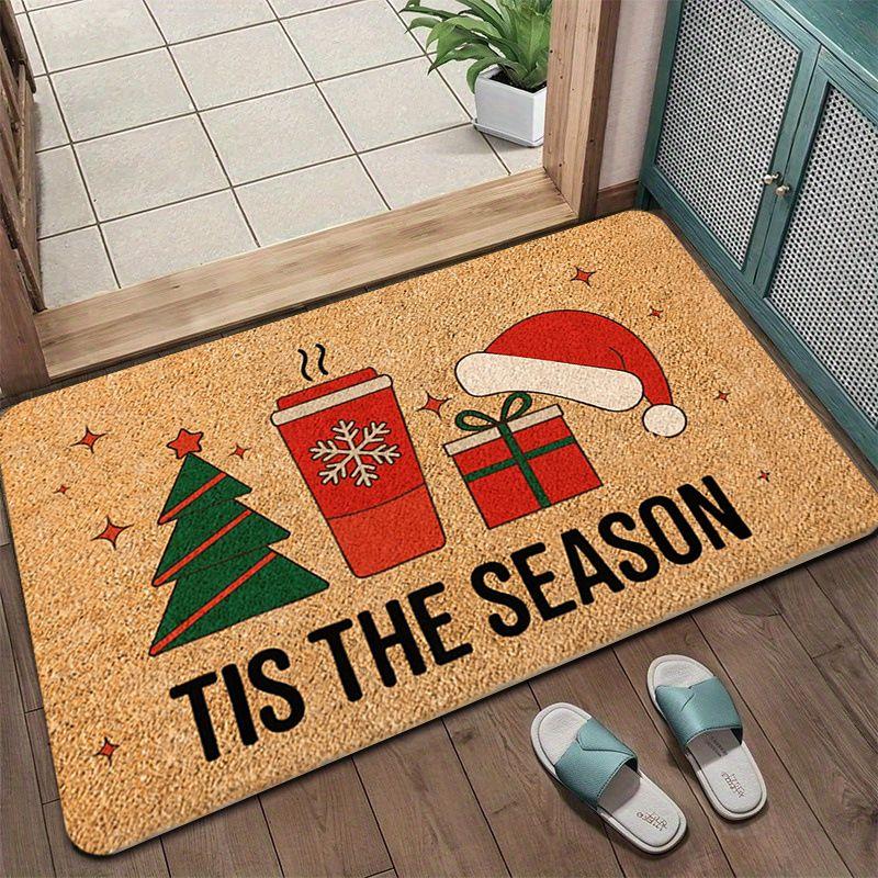 Oh Christmas Tree Doormat Coir Cake Tree Pattern Non Slip Entrance Rug Funny Xmas Holiday Floor Mat Front Door Outdoor