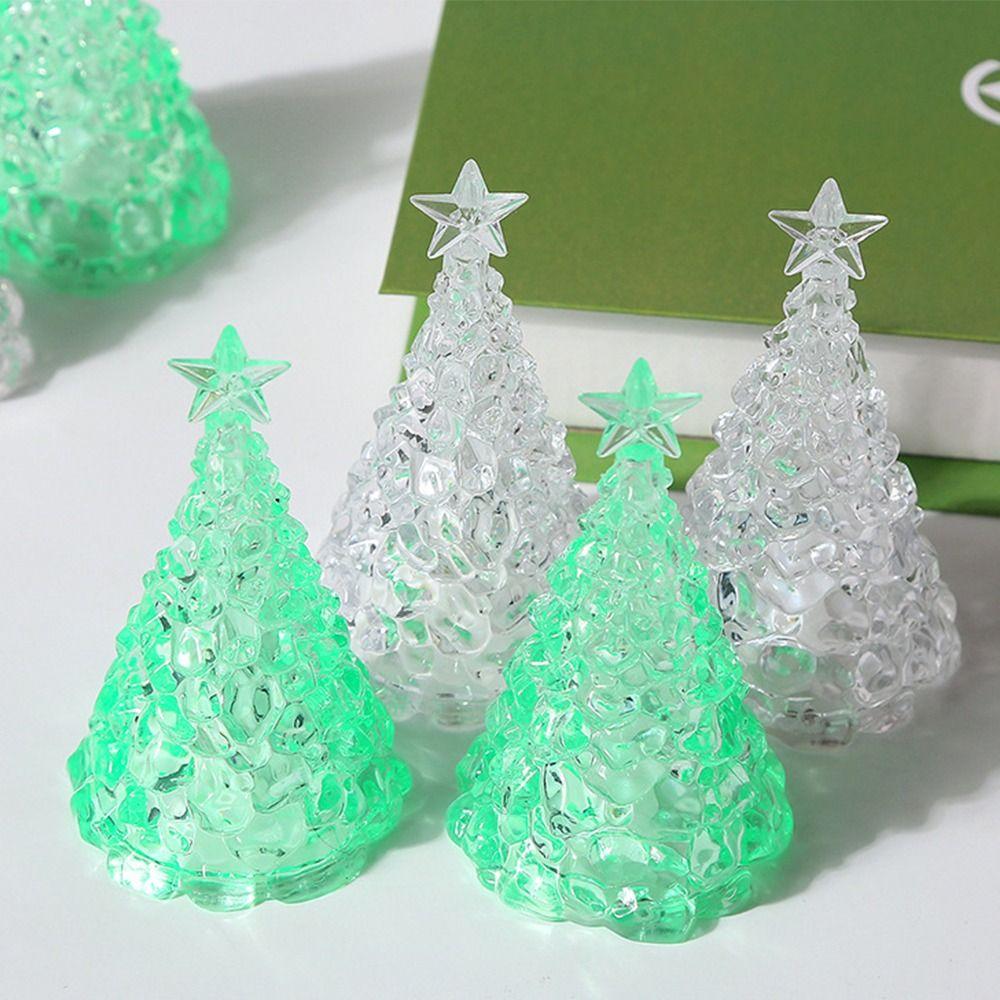 Luminous Christmas Tree Crystal Lamp Transparent Xms Eve Candle Lights Party