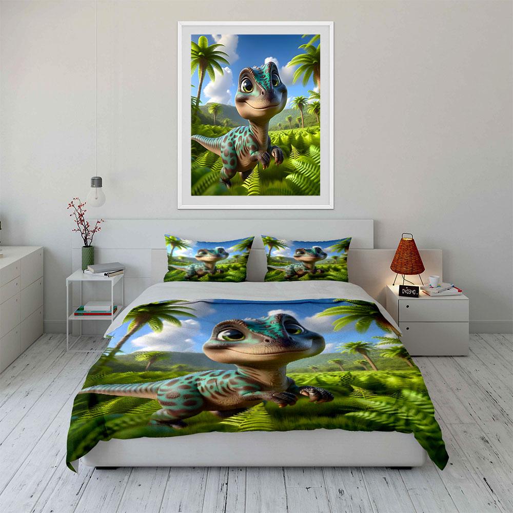 Smiling lizard amidst greenery. Bedding sets Duvet cover sets Duvet covers Pillowcases(1 * Duvet Cover 2 * Pillowcases without duvet insert)
