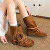 Retro British Style Flat-bottomed Thick-soled Martin Boots Women's 2025 New Spring and Autumn Thin and Heightened Short Boots