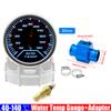 Smoked Faced 40-140℃ 52mm Water Temperature Gauge with Temp Joint Adapter Sensor Hose 26mm-40mm for Gasoline Racing Car 12V