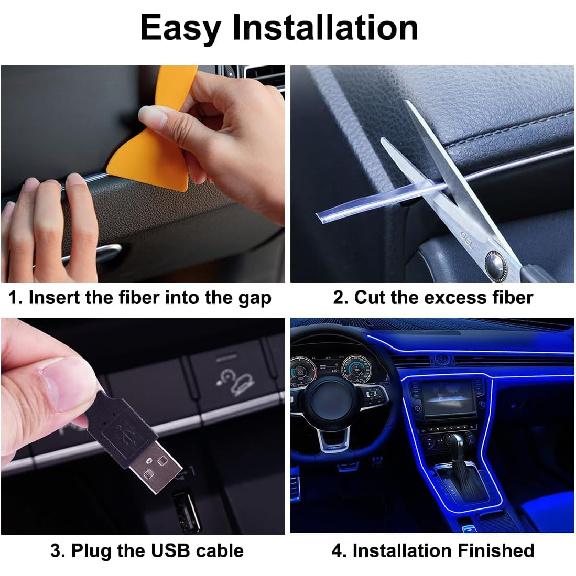 EL Провод Светодиодные Ленты для Салона Автомобиля, 16.5ФУТ USB Неоновые Светящиеся Стробоскопические EL Проводные Ленты с 6мм Швейным Краем, Комплекты Подсветки Салона для Автомобиля Ide