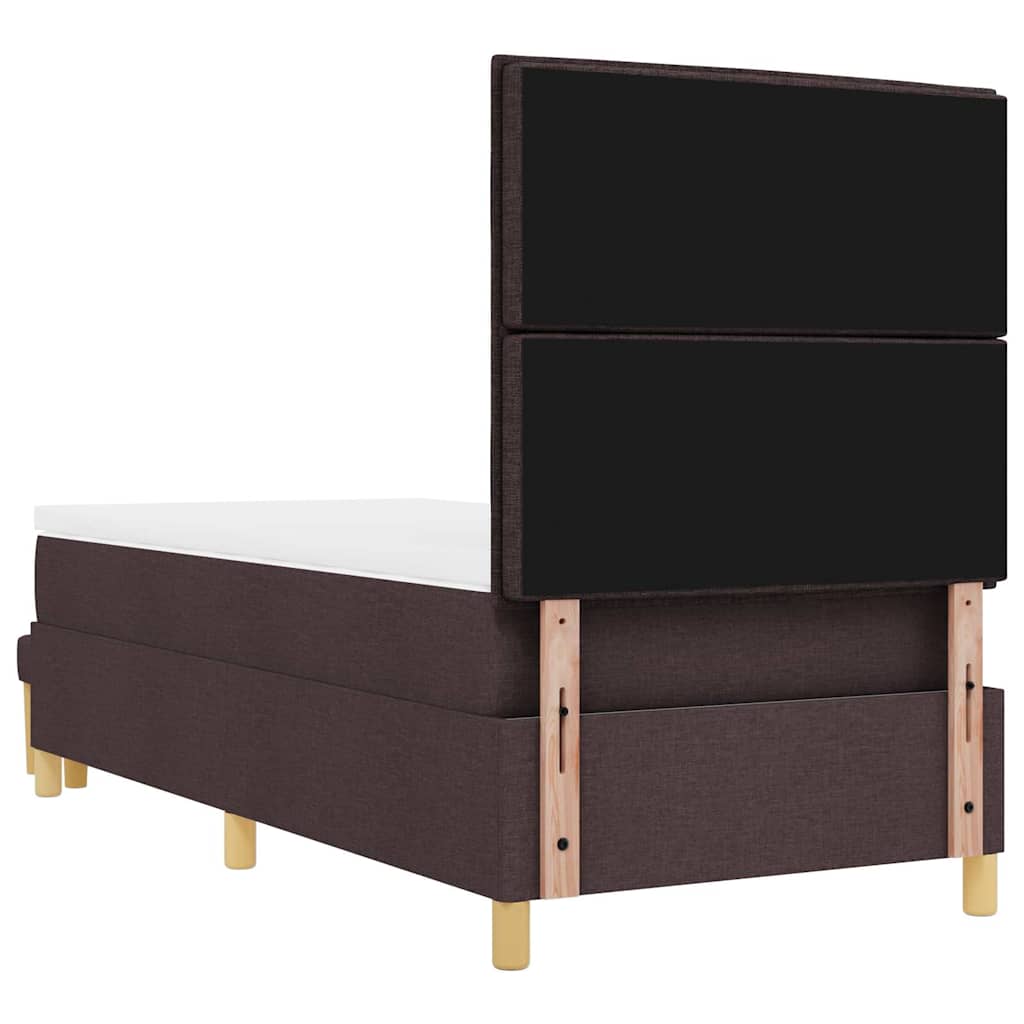 Upholstered Bed with Pillow Dark Brown 200 x 90 cm Fabric
