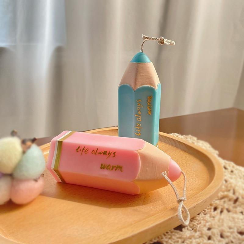 3D карандаш в форме силиконовой свечи DIY цилиндрическая ароматерапевтическая свеча мыло гипсовая смола ручное изготовление свечей ручная форма