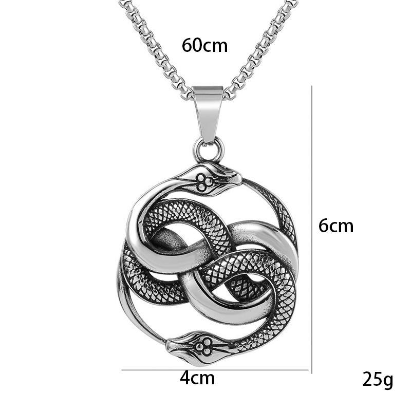 New Accessories Popular In Europe and America, Titanium Steel Pendant, Double Snake Titanium Steel Necklace