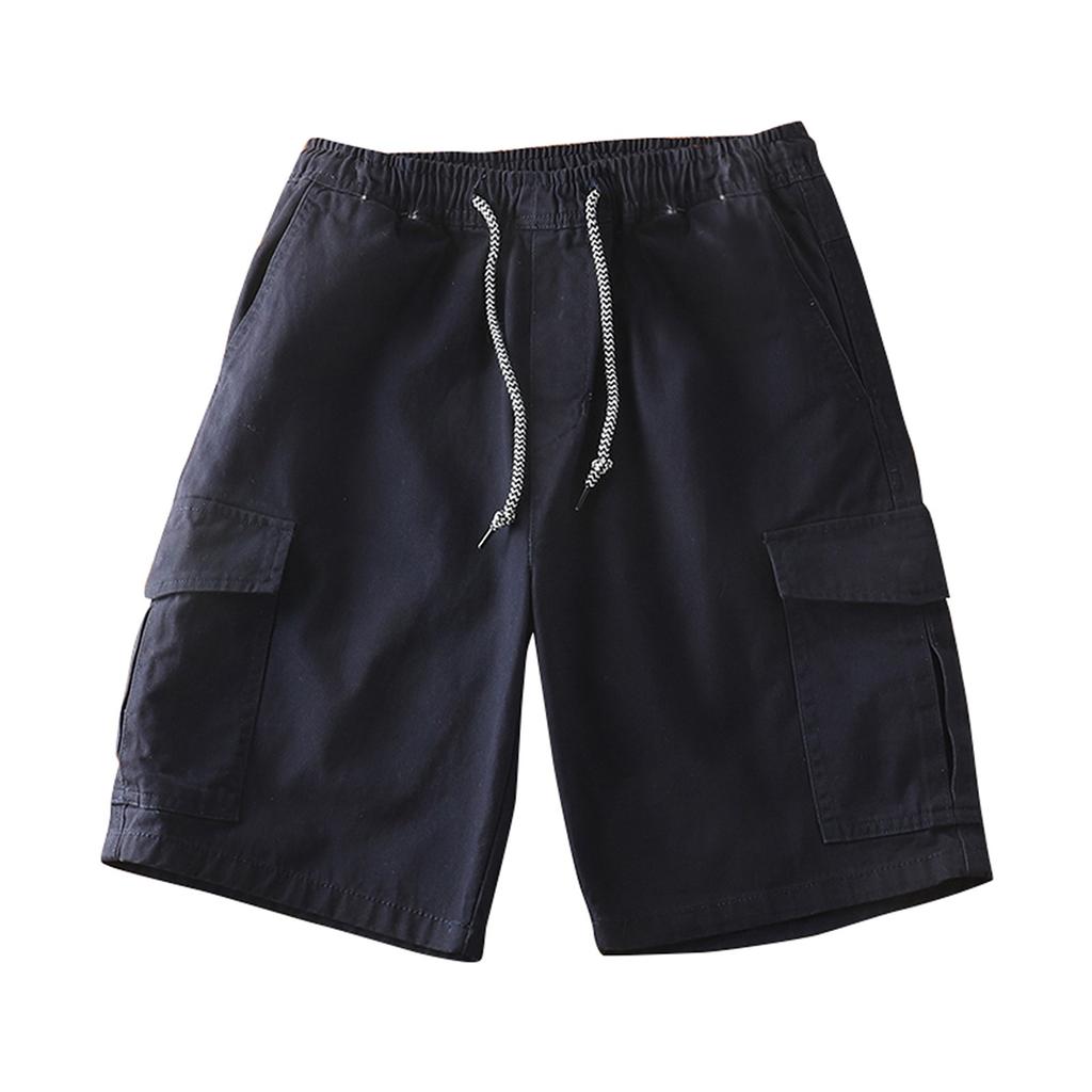 Мужские летние шорты-карго с несколькими карманами. Мужские повседневные модные однотонные свободные шорты-карго.