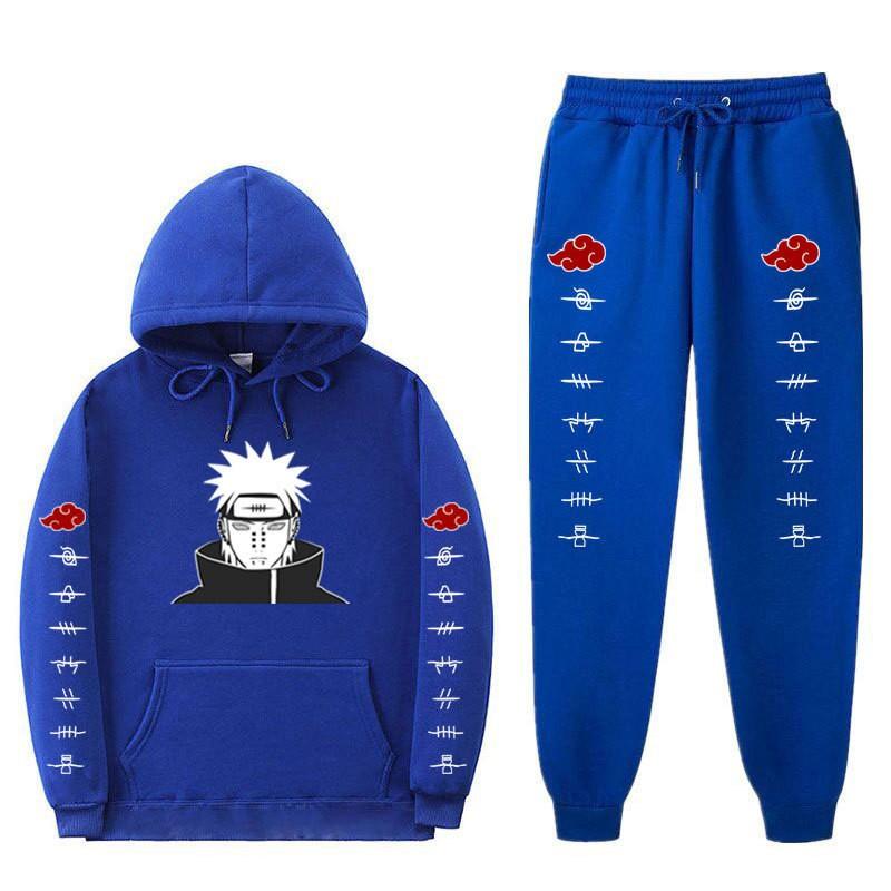 Мужской комплект толстовок с капюшоном на флисовой подкладке Naruto Акацуки Пейн Тэндо, повседневный наряд с длинным рукавом