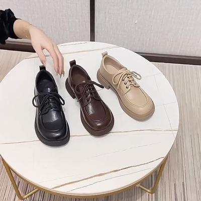 Лоферы из натуральной кожи, туфли на плоской подошве, универсальные без застежки на мягкой подошве, маленькие кожаные туфли в британском стиле на шнуровке для женщин