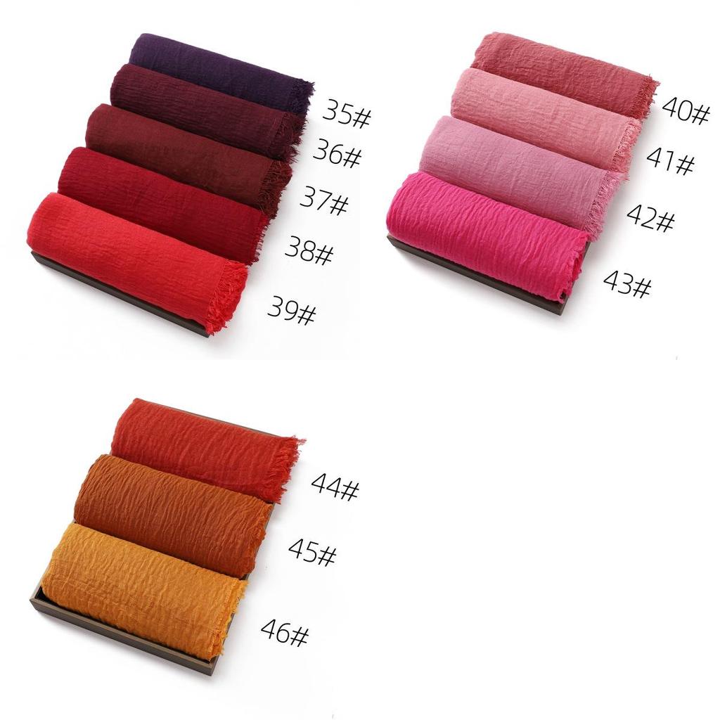 High-Quality Cotton Linen Gauze Scarf: Breathable, Encrypted Sunscreen, Four-Circle Fringe Shawl, Women's Malay Head Scarf