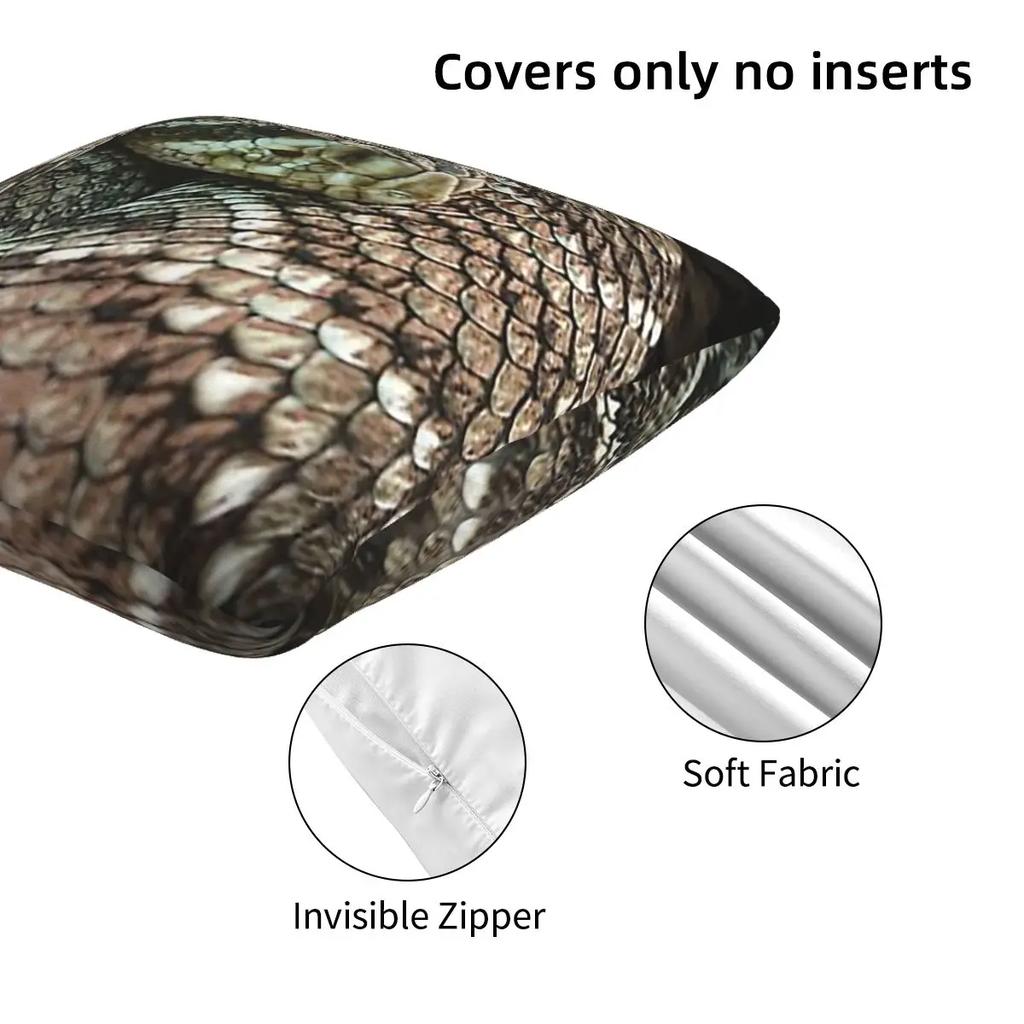Snake, Coiled Diamondback Rattlesnake 2 Pcs Square Pillowcase Pillow Cover Cushion Zip Decorative Comfort Throw Pillow For Home