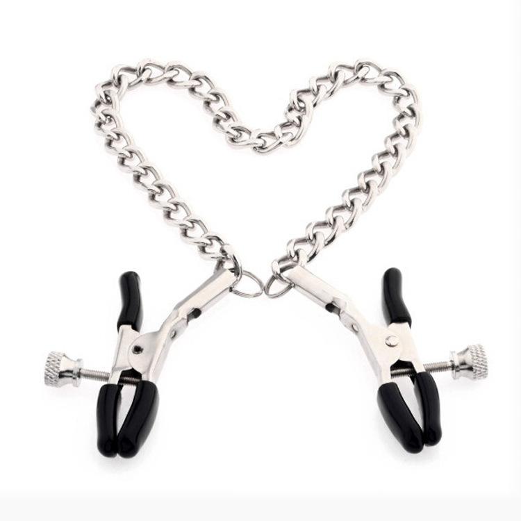 Nipple Clips Adjustable Screw Tension Metal Curb Link Chain Breast Stimulator BDSM Bondage Sexual Pleasure Tool Couples
