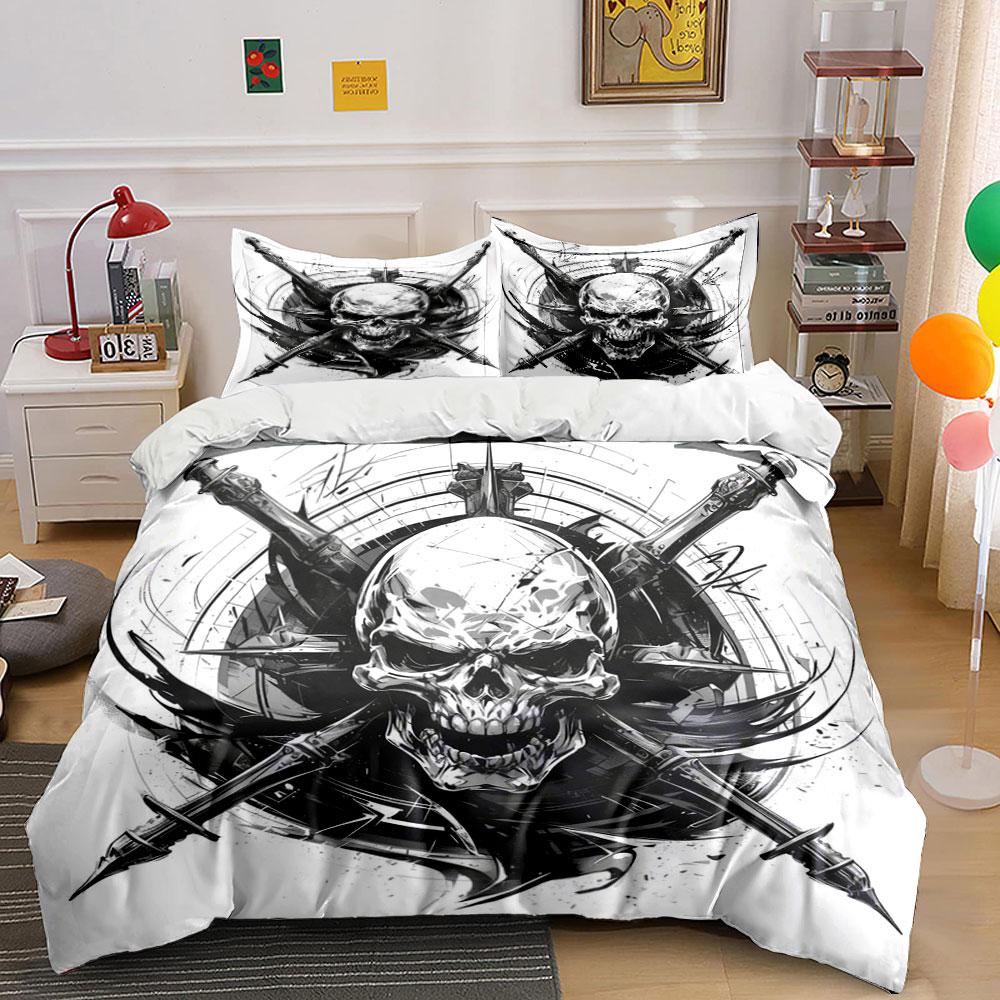 Skull with crossed guns. Bedding sets Duvet cover sets Duvet covers Pillowcases(1*Duvet Cover 2*Pillowcases without duvet insert)