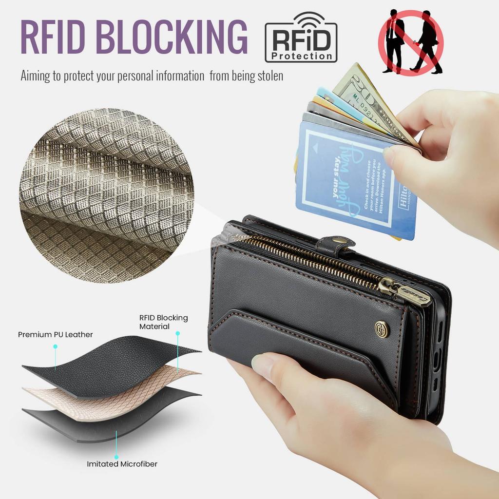 Crossbody for IPhone 18 Pro Max 18 Pro Case Wallet Leather Zipper Card Holder RFID Flip Cover Shoulder Strap Wristlet for Women