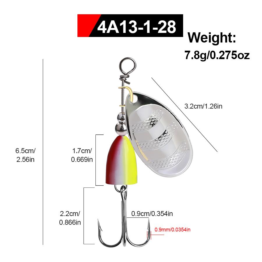 FTK Spinner Bait 4.1g 4.6g 7.4g 10.8g 12.5g Spoon Lures Pike Metal with Treble Hooks Arttificial Bass Bait Fishing Lure