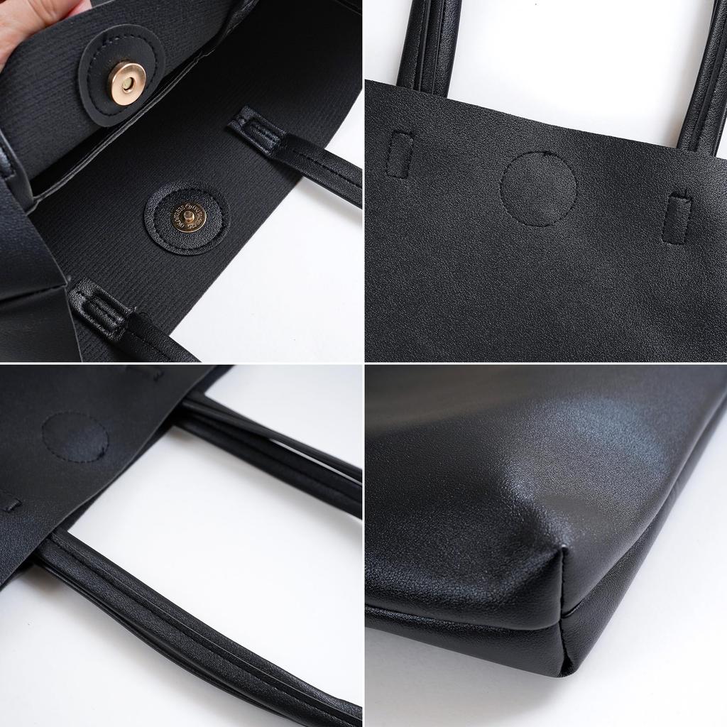 Tote Eco Synthetic Inside Pocket [Decorative] Bag, Simple, Plain, A4, Vertical, Vertical, Leather, Leather, Unisex, Business, School, Shopping,