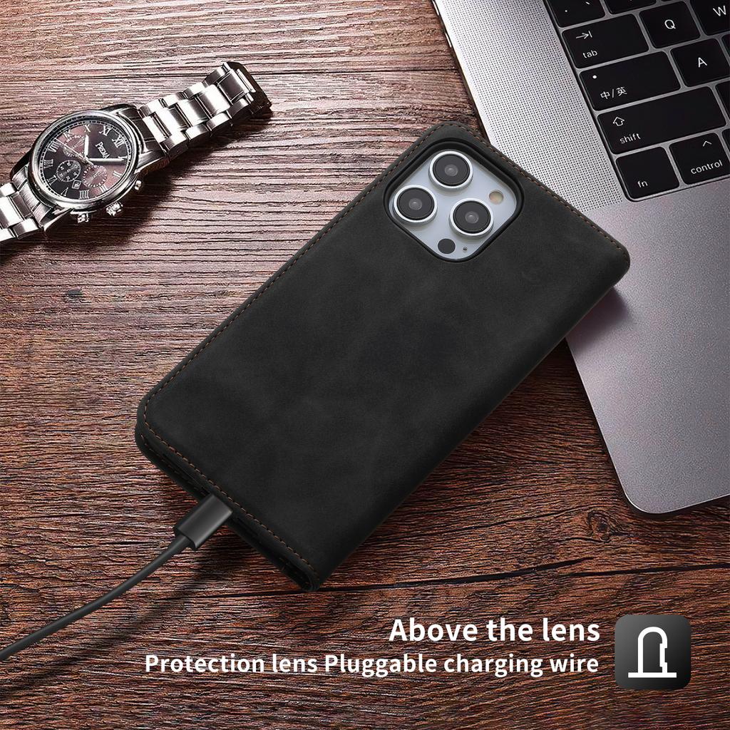 Business Leather Case for iPhone 16 15 14 13 12 11 Pro Max XR XS X 8 7 Plus SE Mini Magnetic Flip Wallet Card Slot Phone Cover