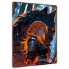 Fantasy Style Female Warrior and Black Wolf Illustration Custom Metal Tin Sign Home Decor Wall Art