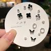 Серьги-гвоздики маленькие в корейском стиле из серебра 925 пробы для студенток - Простые, Милые, Универсальные, Набор на неделю