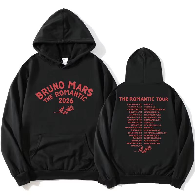 2026 The Romantic Tour Hoodie BRUNO MARS Singer Design Sweatshirt Men Women Harajuku Vintage Fashion Punk Sweatshirt Perfect for Commute & Loungewear