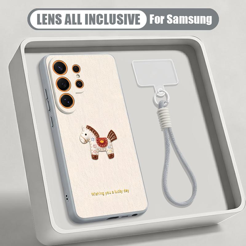 Чехол с принтом «Мультяшная лошадка и фейерверки» для Samsung S26 S25 Ultra S24 S23 FE S22 A15 A16 A17 A35 A36 A37 A54 A55 A56 A57 5G, Гибридная Магнитная Матовая Крышка