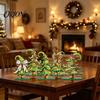 Винтажные ornaments в мультяшном стиле 5 шт. Деревянные настольные знаки для Рождественской елки, Рустикальные стоячие зеленые настольные композиции, Настольный ornament с завитушками