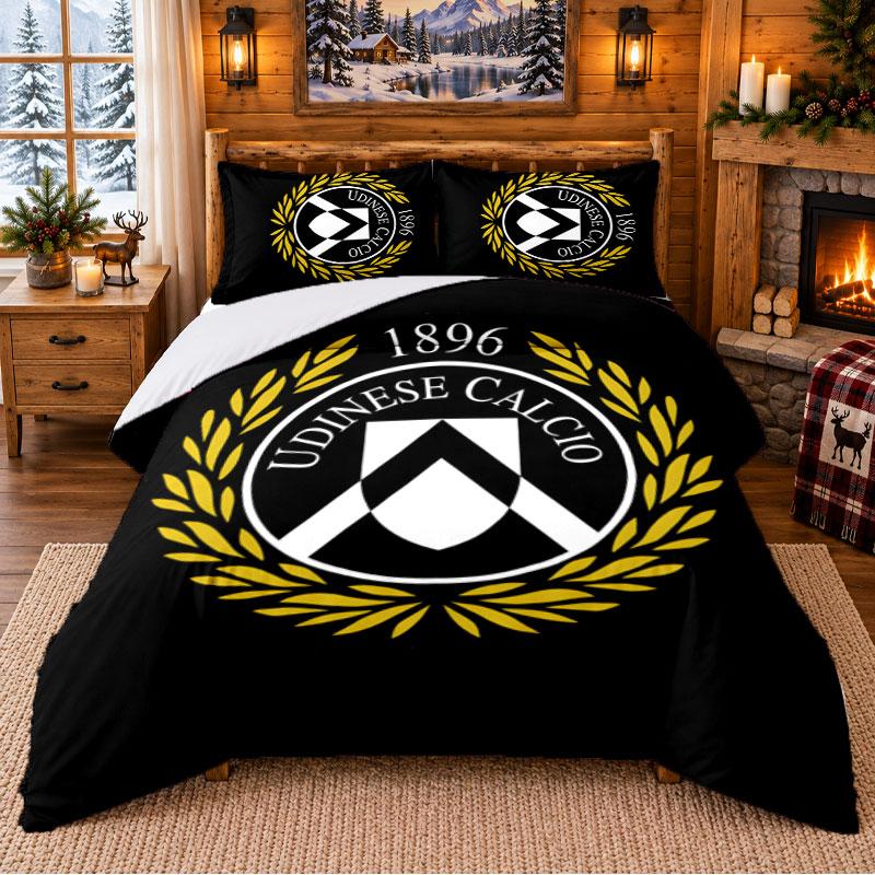 Udinese Pattern Bedding 3Pcs Set Bed Sheet And Pillowcases For Indoor Bedroom