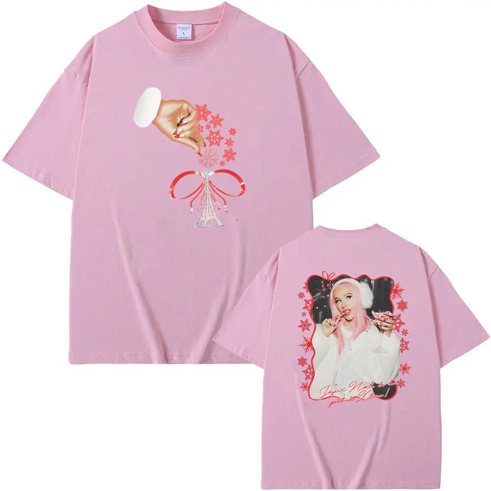 Рождество в Париже Графическая футболка Летняя Повседневная Кристина Агилера Высококачественная футболка Хлопок С круглым вырезом Топы