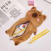 Large Capacity Plush Capybara Pen Bag Multi Functional Cartoon Panda Pencil Case Girl Gift