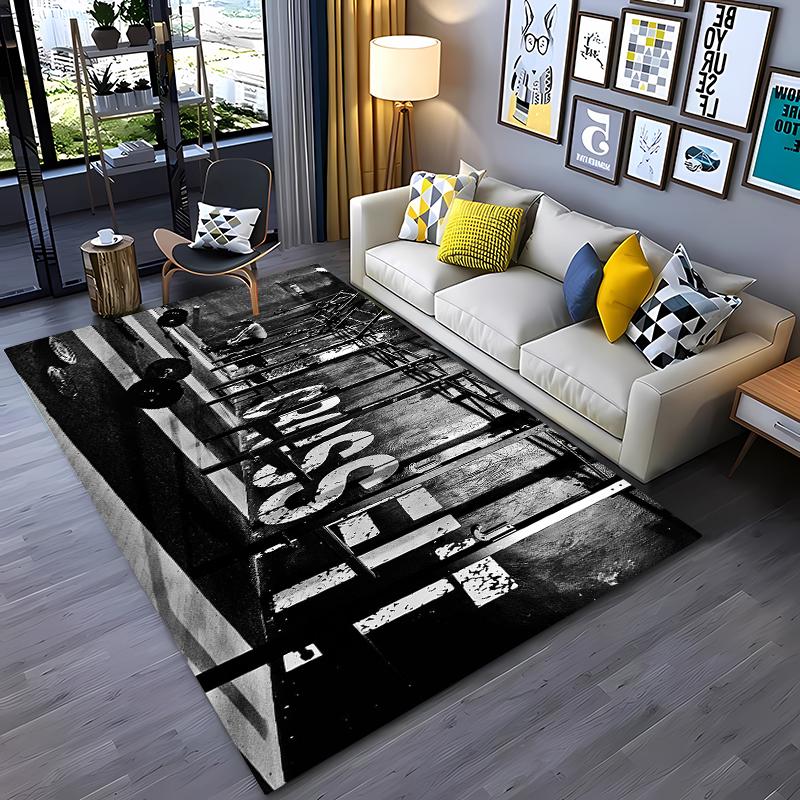 Ковры с 3D-печатью на тему GYM для дома, гостиной, детской спальни, дивана, придверный коврик, кухонные напольные коврики, противоскользящий декор