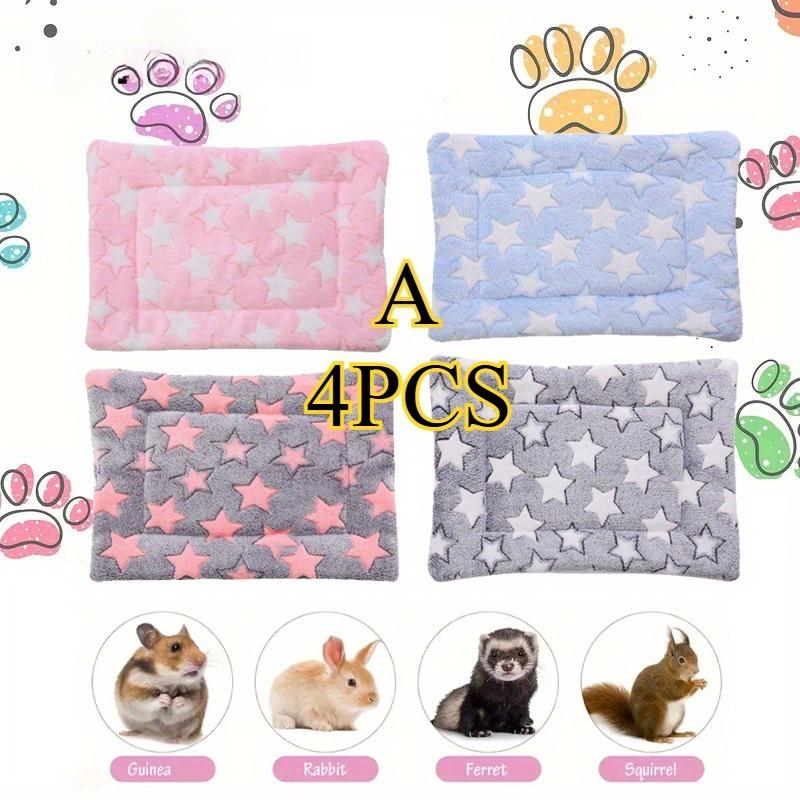 4pcs Small Pet Mattress Reversible Double Sided Rabbit Thickened Washable Cage Mat Suitable for Guinea Rabbits Hamsters