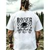 Black T Shirt With Skull And Boser Alter Mann Print For Men Outdoor Adventure And Casual Wear, PLUS SIZE