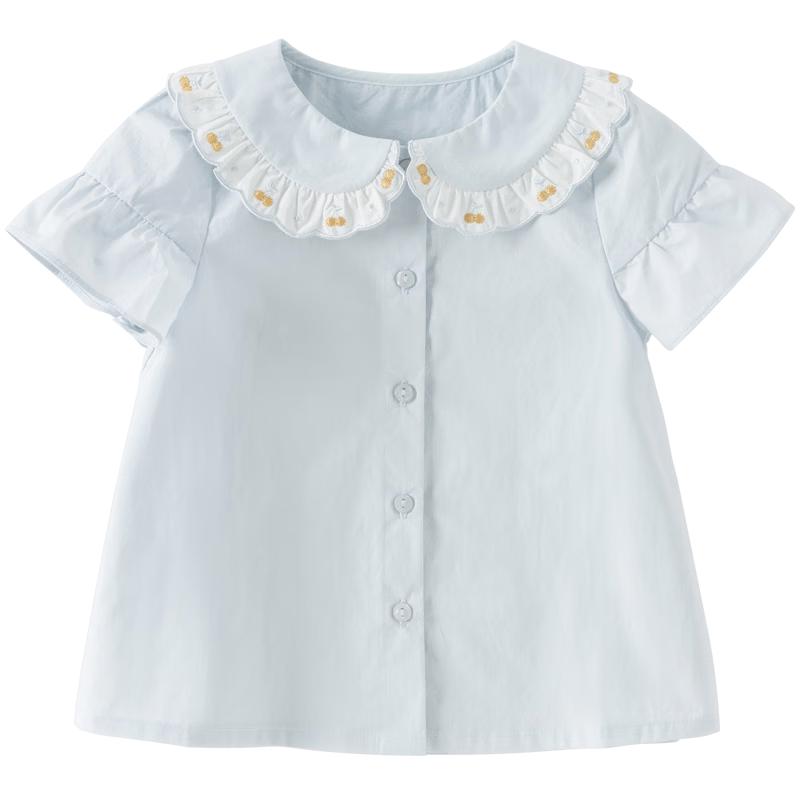 DAVE & BELLA Girls' Short Sleeve Cotton Shirt