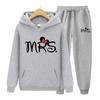 Tracksuit 2 Pieces Set Unisex Women MRS Print Hoodies Fleece Sweatshirt+Pants Suit Streetwear Sport Suit Loose Tops