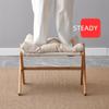 Бамбуковая складная педаль с мягким сиденьем-подушкой - Портативная для использования в офисе и дома, Компактный дизайн, Мебель-подставка для ног