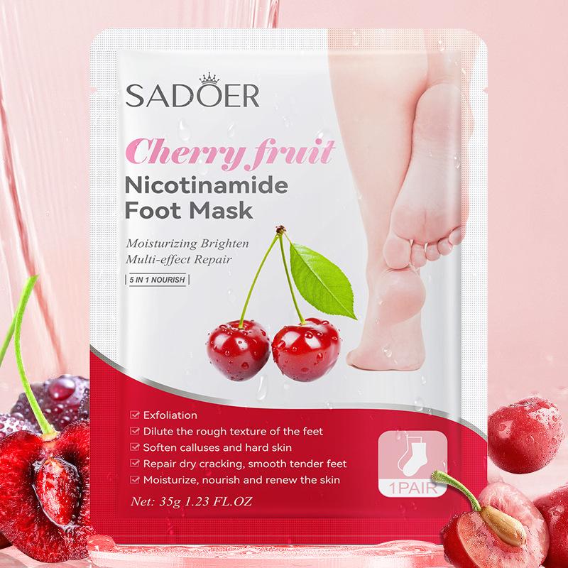 SADOER Cherry Niacinamine Отшелушивающая маска для ног Омолаживающие маски для ухода за ногами