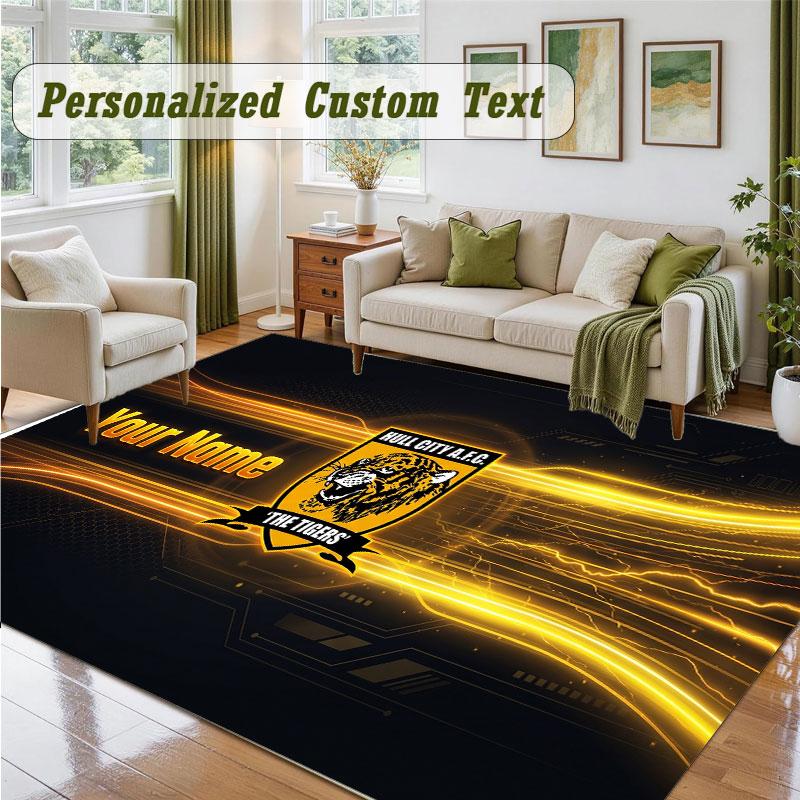 Crystal Velvet Square Rug Custom NameHull City Pattern Non Slip Home Floor Decor Rug