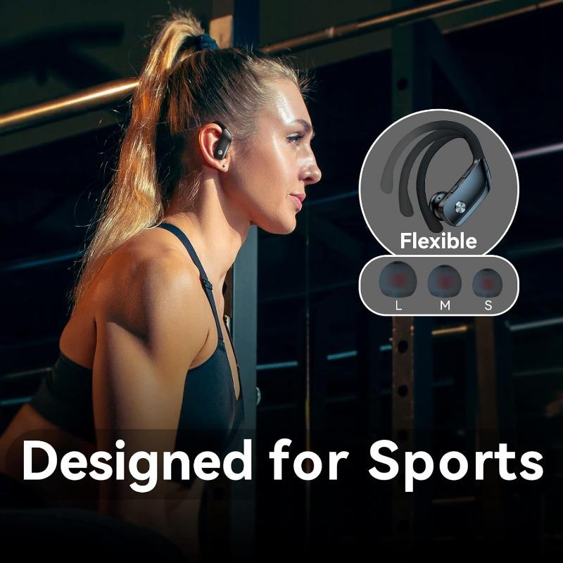 1 Упаковка Беспроводные Bluetooth-наушники-вкладыши со светодиодным дисплеем, оснащенные стереозвуковым эффектом. Подходят для бега или занятий фитнесом.