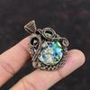 Кулон из драгоценного камня Раковина Абалона, обернутый медной проволокой, Ювелирные изделия ручной работы, Удивительный кулон, Элегантные украшения, Кулон, обернутый медной проволокой, Подарок для нее