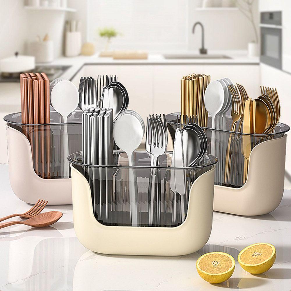 Multifunction Cutlery Drain Rack 3 Grids Utensil Drying Rack Non-toxic Kitchen Utensil Holder Home