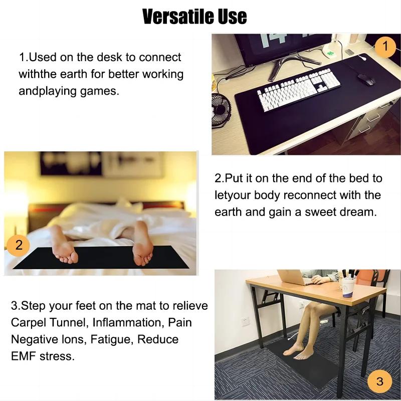 68x25cm Earthing Universal Grounding Mat Grounding Pad Kit Fatigue EMF Stress Therapy Improve Sleep Help with Anxiety for Health
